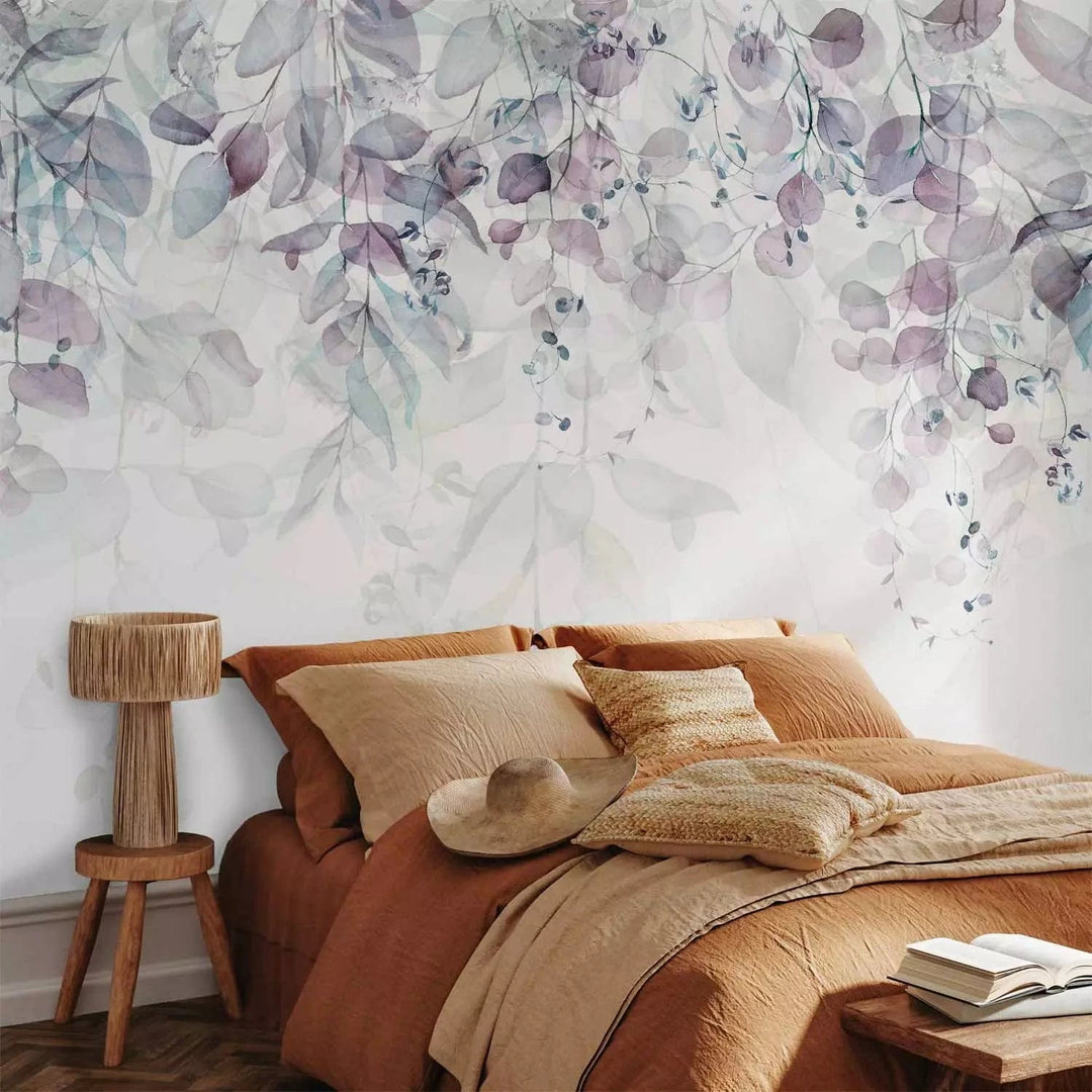 Fototapetes ar lapām - Maigs dabas pieskāriens (violetā) - pasūtīt G-ART