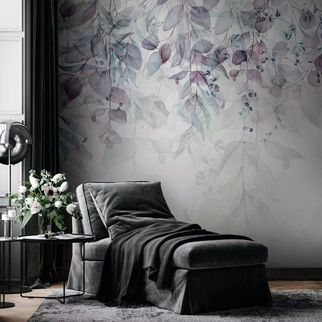 Fototapetes ar lapām - Maigs dabas pieskāriens (violetā) - pasūtīt G-ART