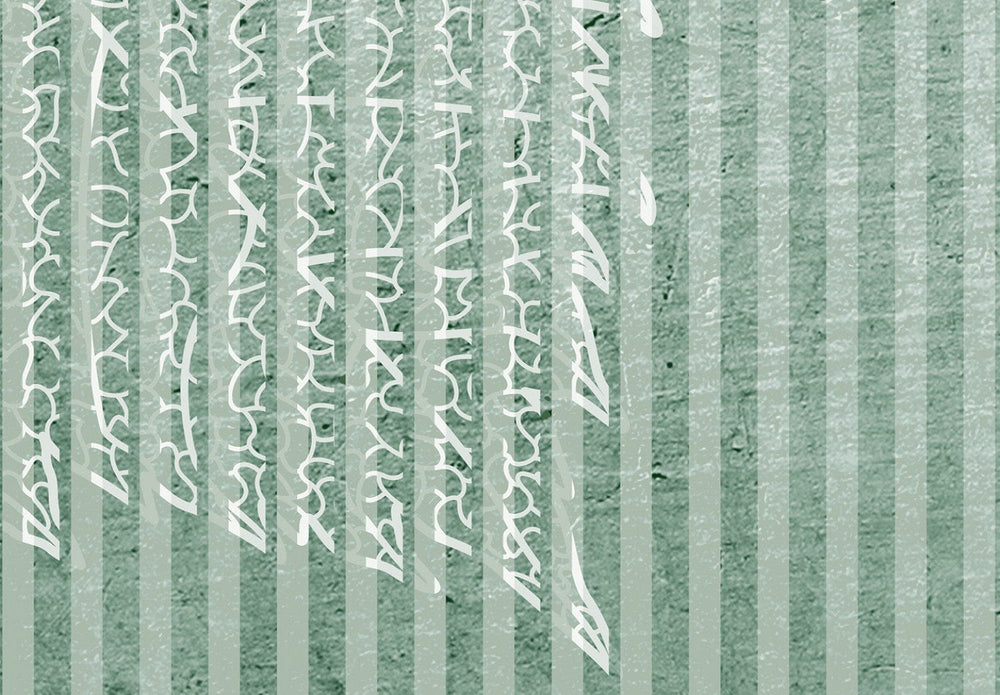 Fototapetes ar lapām - raksts ar dabas elementiem zaļā krāsā - 143798 G-ART