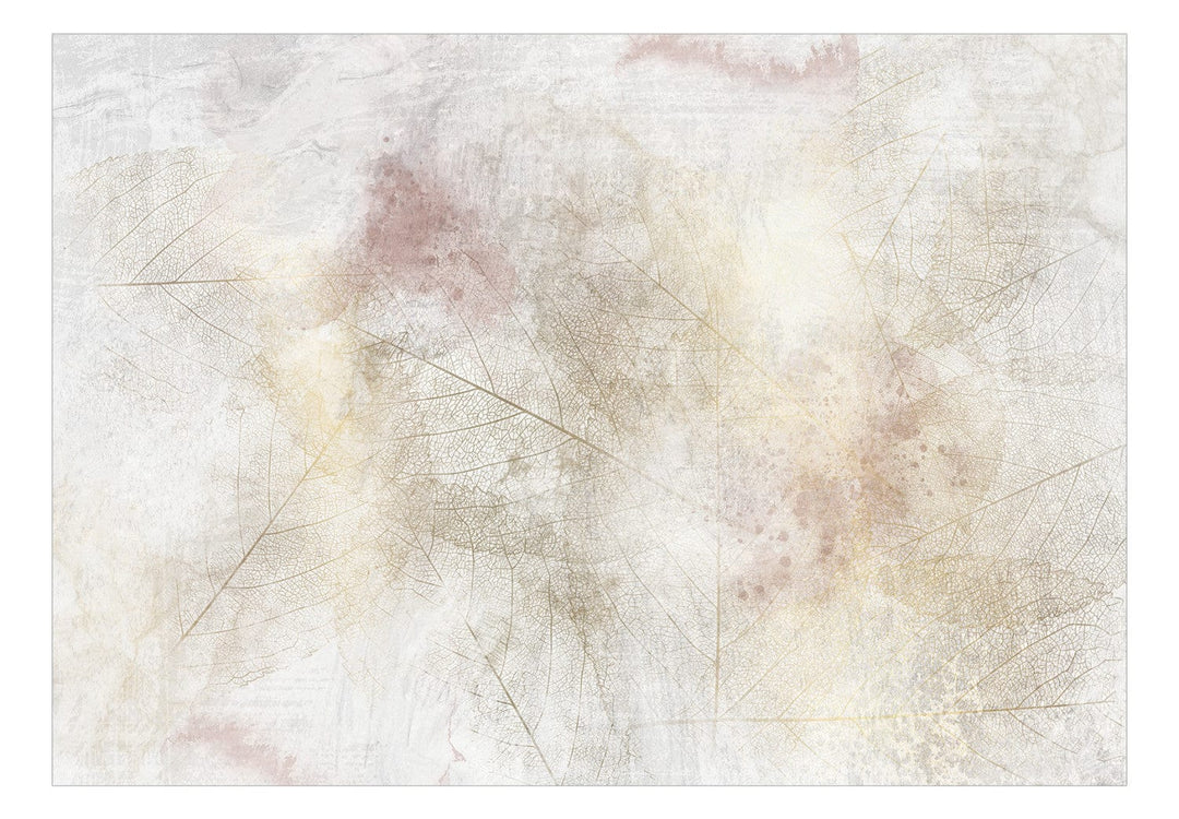 Fototapetes ar lapas zīmējumu gaišos toņos, krēmkrāsā, 143012 G-ART