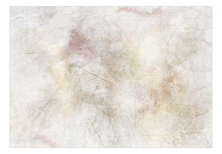 Fototapetes ar lapas zīmējumu gaišos toņos, krēmkrāsā, 143012 G-ART
