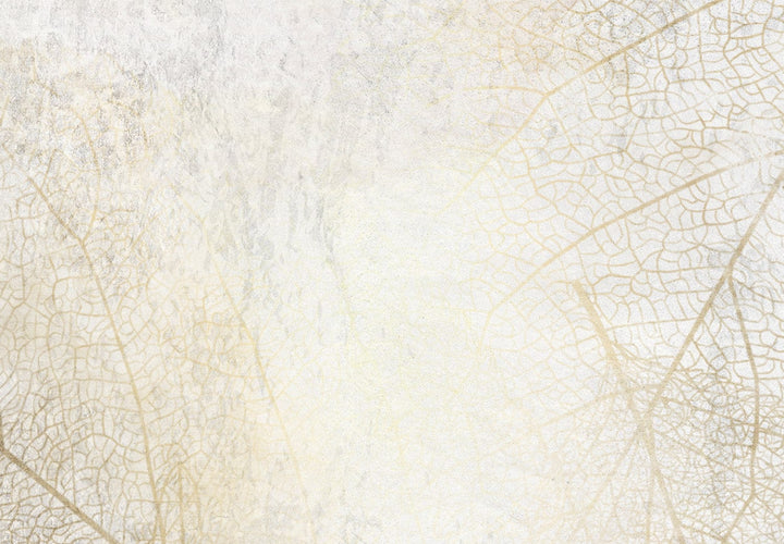 Fototapetes ar lapas zīmējumu gaišos toņos, krēmkrāsā, 143012 G-ART