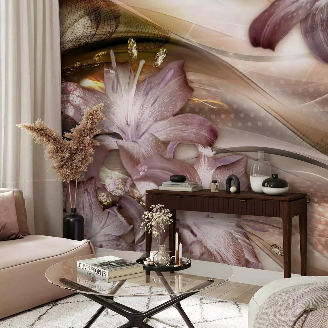 Fototapetes ar lilijām brūnā krāsā - īstā kvalitāte G-ART