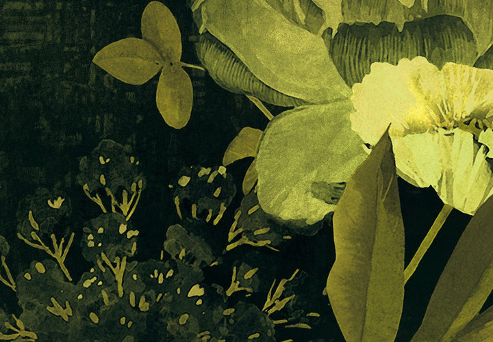 Fototapetes ar zaļām magonēm uz melna - Nakts atmoda, 143175 G-ART