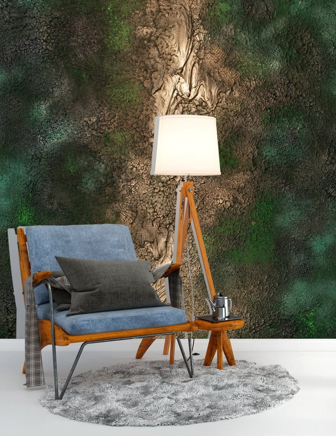 Fototapetes ar ekskluzīvu dizainu - abstrakcija zaļā un zeltā krāsā D-ART