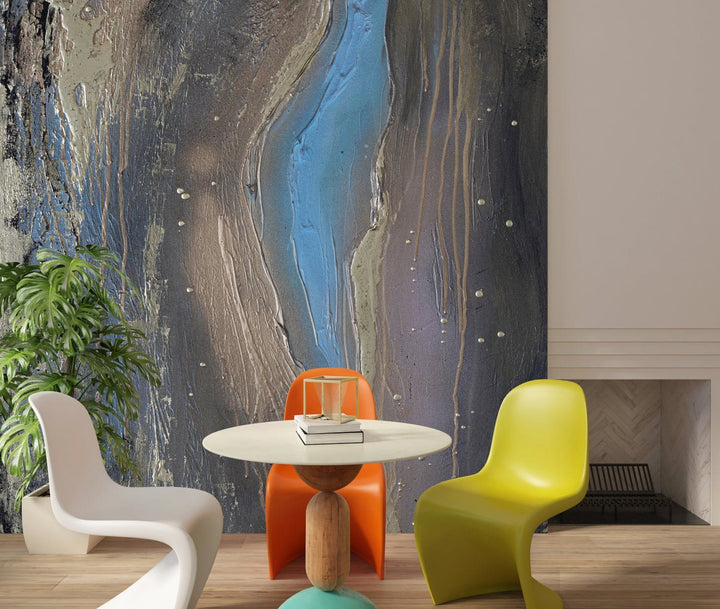 Fototapetes ar mākslinieka darbu  - abstrakcija zeltā, zilā, melnā D-ART