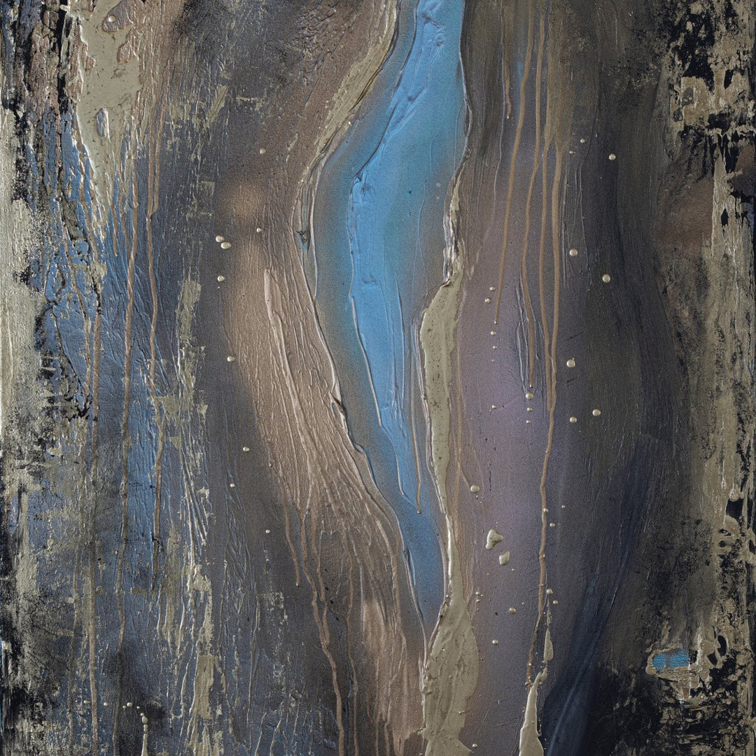 Fototapetes ar mākslinieka darbu  - abstrakcija zeltā, zilā, melnā D-ART