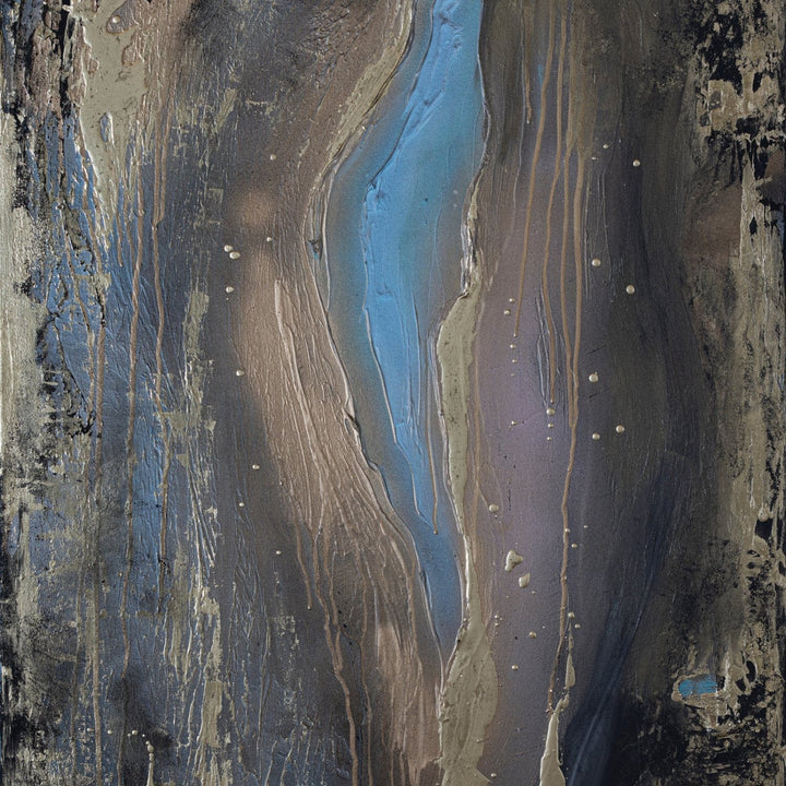 Fototapetes ar mākslinieka darbu  - abstrakcija zeltā, zilā, melnā D-ART