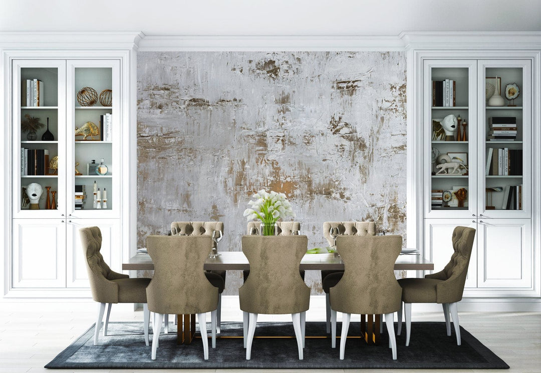 Fototapetes ar mākslinieka darbu  - abstrakcija pelēkā un zeltā D-ART