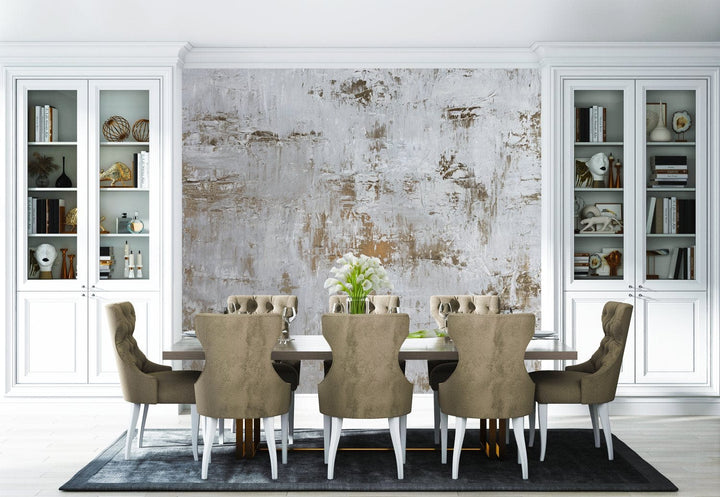 Fototapetes ar mākslinieka darbu  - abstrakcija pelēkā un zeltā D-ART