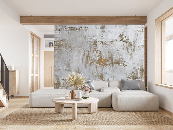 Fototapetes ar mākslinieka darbu  - abstrakcija pelēkā un zeltā D-ART