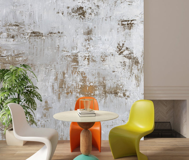 Fototapetes ar mākslinieka darbu  - abstrakcija pelēkā un zeltā D-ART