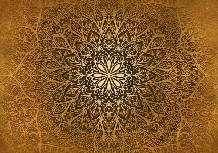 Fototapetes ar mandala rakstu zeltā krāsā - austrumu stils interjerā G-ART