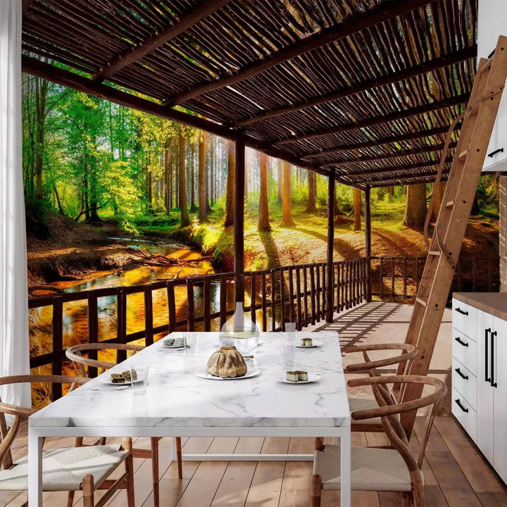 Fototapetes ar mežu - Atpakaļ pie dabas, koši zaļā krāsā G-ART