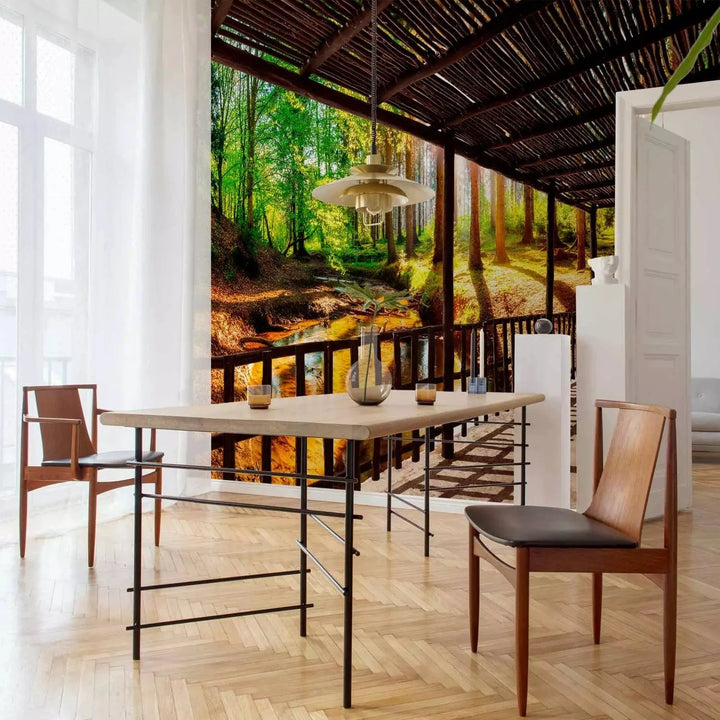 Fototapetes ar mežu - Atpakaļ pie dabas, koši zaļā krāsā G-ART