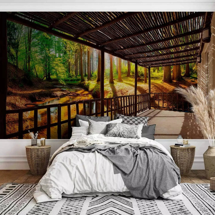 Fototapetes ar mežu - Atpakaļ pie dabas, koši zaļā krāsā G-ART