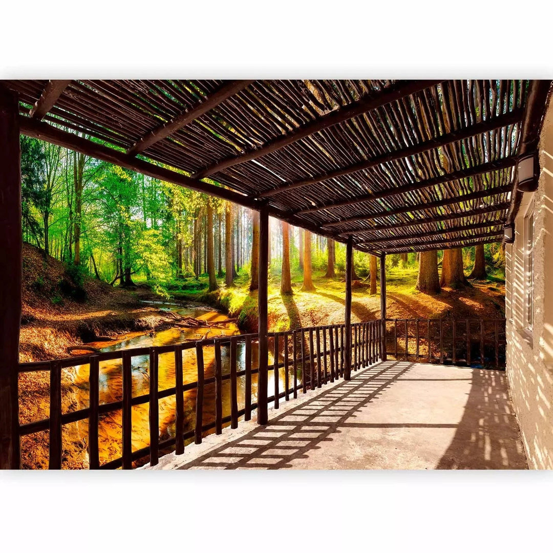 Fototapetes ar mežu - Atpakaļ pie dabas, koši zaļā krāsā G-ART