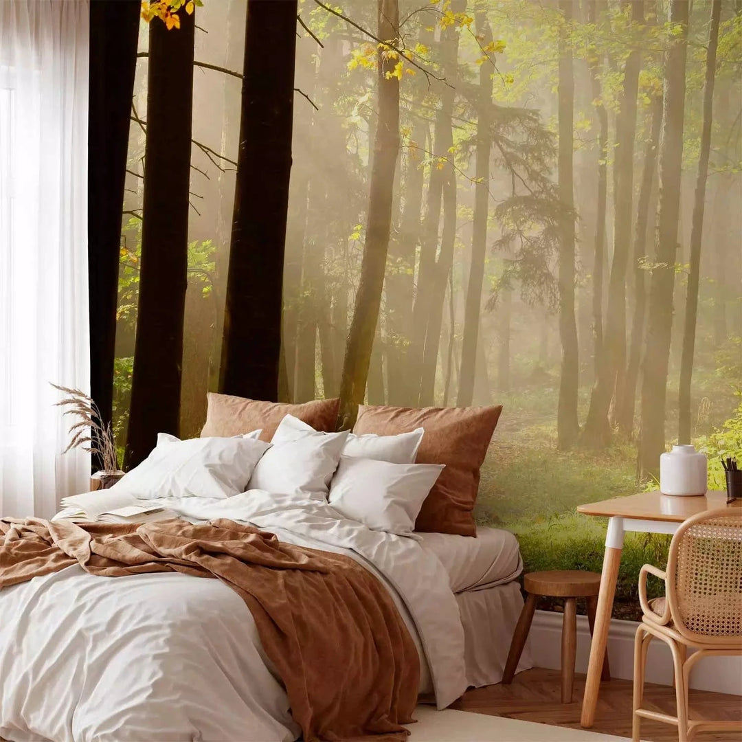 Fototapetes ar meža taku gaišos toņos G-ART