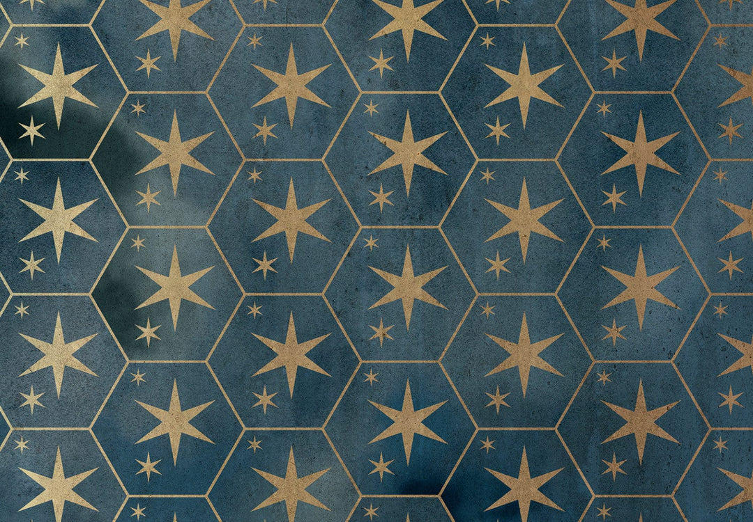 Fototapetes ar ornamentu no zelta zvaigznēm - 138369 G-ART