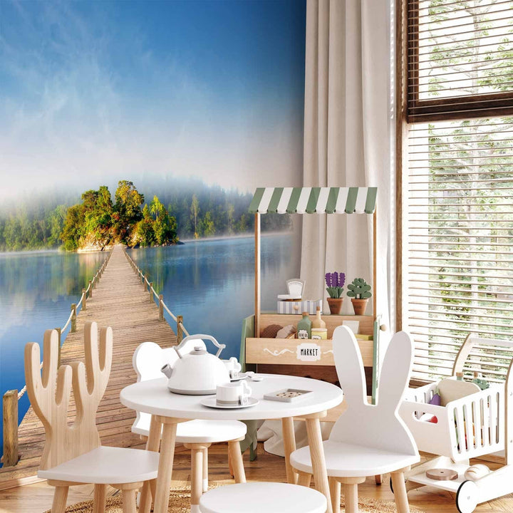 Fototapetes ar skaistu ainavu zilā krāsā - Noslēpumaina sala, 61609 G-ART