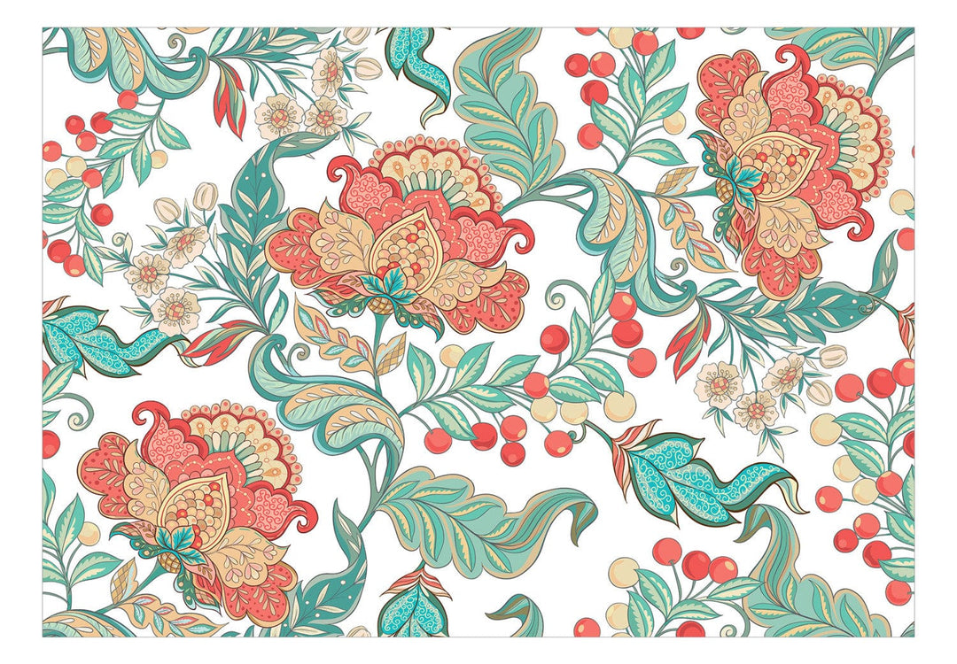 Fototapetes ar stilizētiem ziediem un etno motīvu - 143014 G-ART