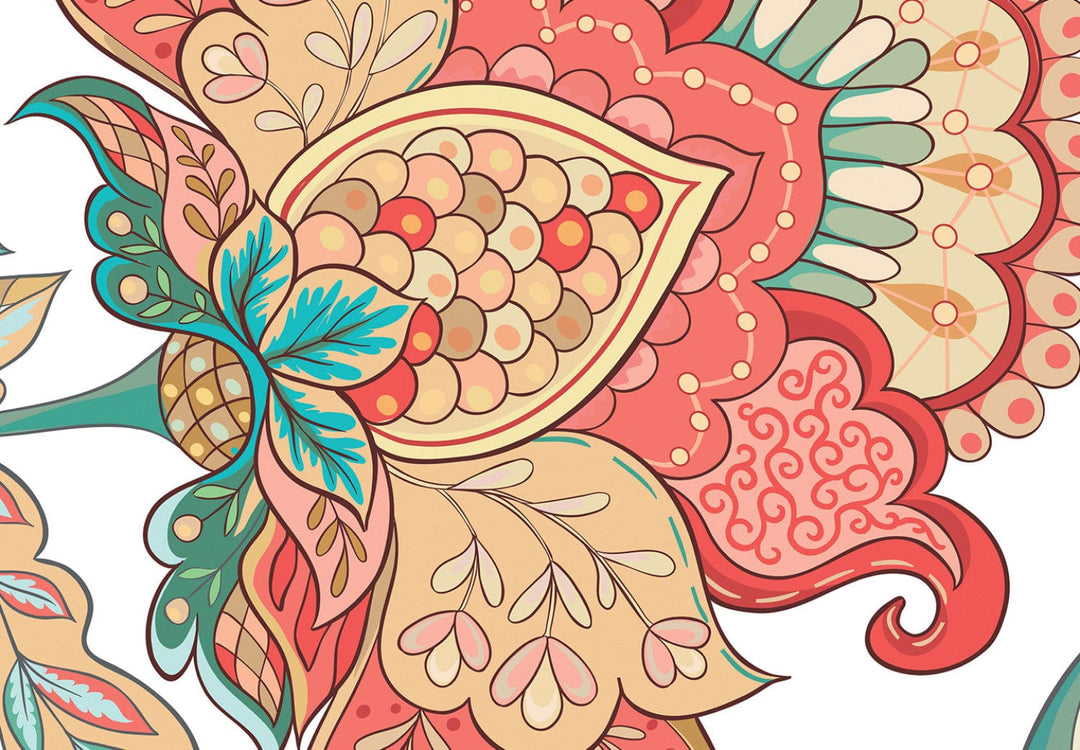 Fototapetes ar stilizētiem ziediem un etno motīvu - 143014 G-ART