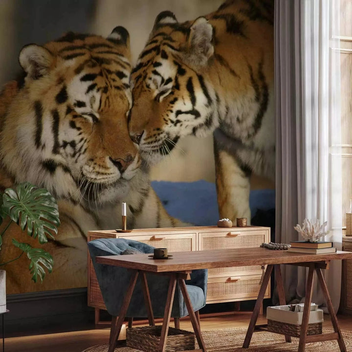 Fototapetes ar tīģeru ģimeni savvaļā - izgatavošana pēc pasūtījuma G-ART
