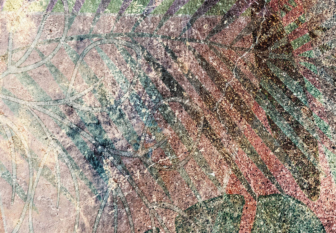 Fototapetes ar tropiskam daudzkrāsainām lapām vintāžas stilā, 142689 G-ART