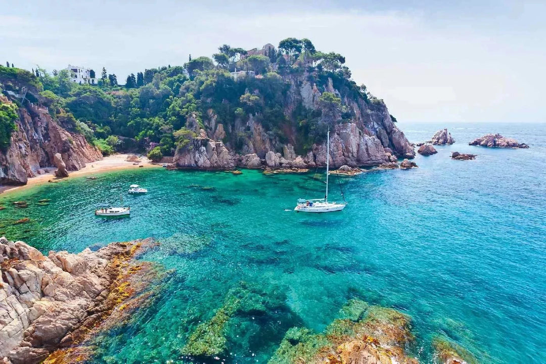 Fototapetes ar tropisko jūru - Costa Brava - viesistabai, zilā D-ART