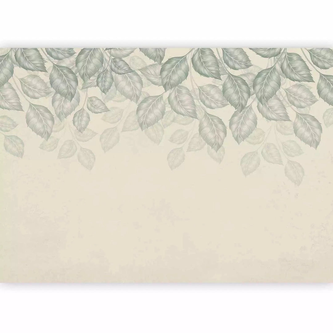 Fototapetes - minimālisma stila raksts ar lapām uz smilškrāsas fona G-ART