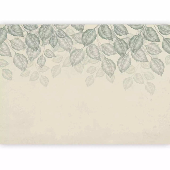 Fototapetes - minimālisma stila raksts ar lapām uz smilškrāsas fona G-ART