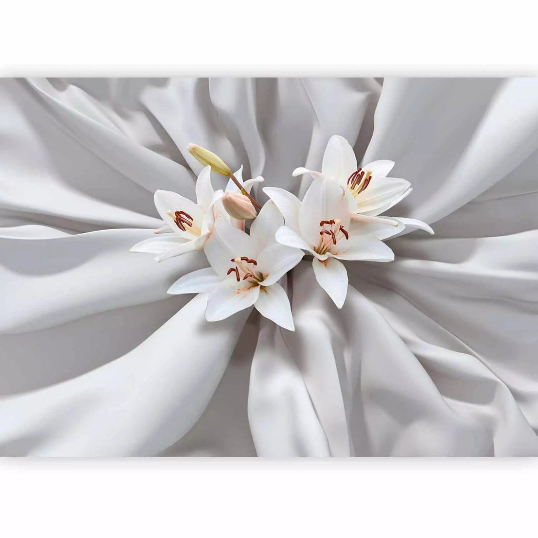 Fototapetes ar ziediem - Jutekliskais pieskāriens - pelēkas krāsas G-ART