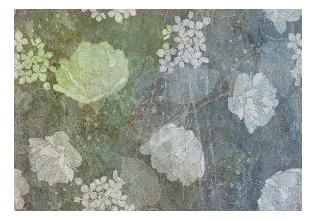 Fototapetes ar ziediem - Pavasara ziedēšana zaļā, zilā krāsā, 137260 G-ART