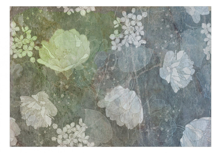 Fototapetes ar ziediem - Pavasara ziedēšana zaļā, zilā krāsā, 137260 G-ART