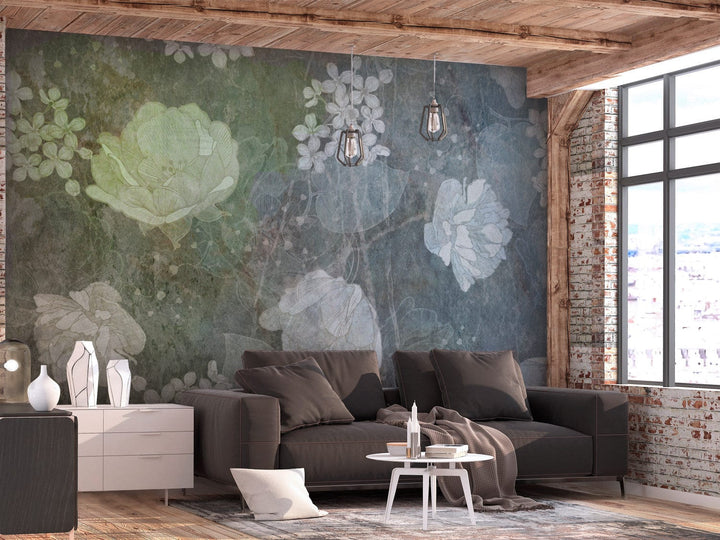 Fototapetes ar ziediem - Pavasara ziedēšana zaļā, zilā krāsā, 137260 G-ART