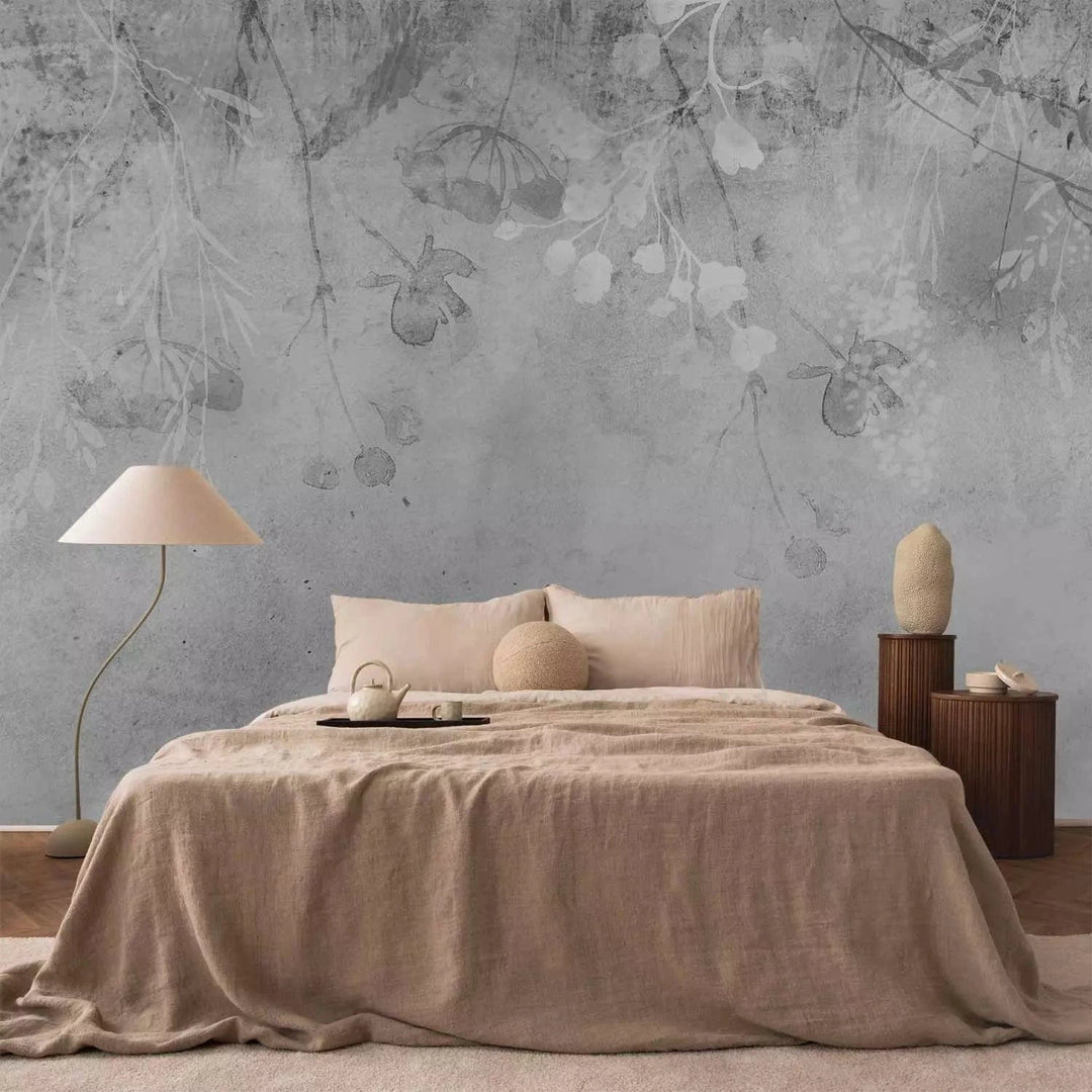 Fototapetes ar ziedu kompozīciju pelēkos toņos - pasūtīt G-ART