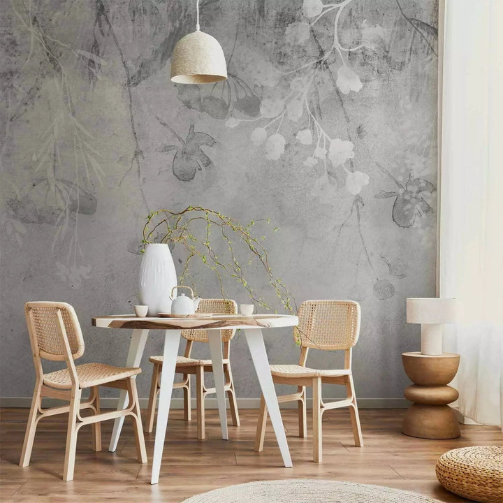 Fototapetes ar ziedu kompozīciju pelēkos toņos - pasūtīt G-ART