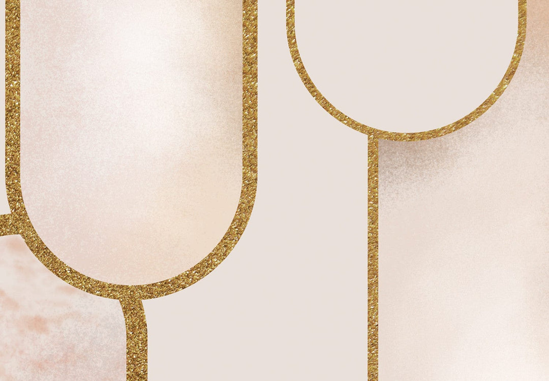 Fototapetes Art Deco stilā, krēmkrāsā ar zelta elementiem - 138743 G-ART