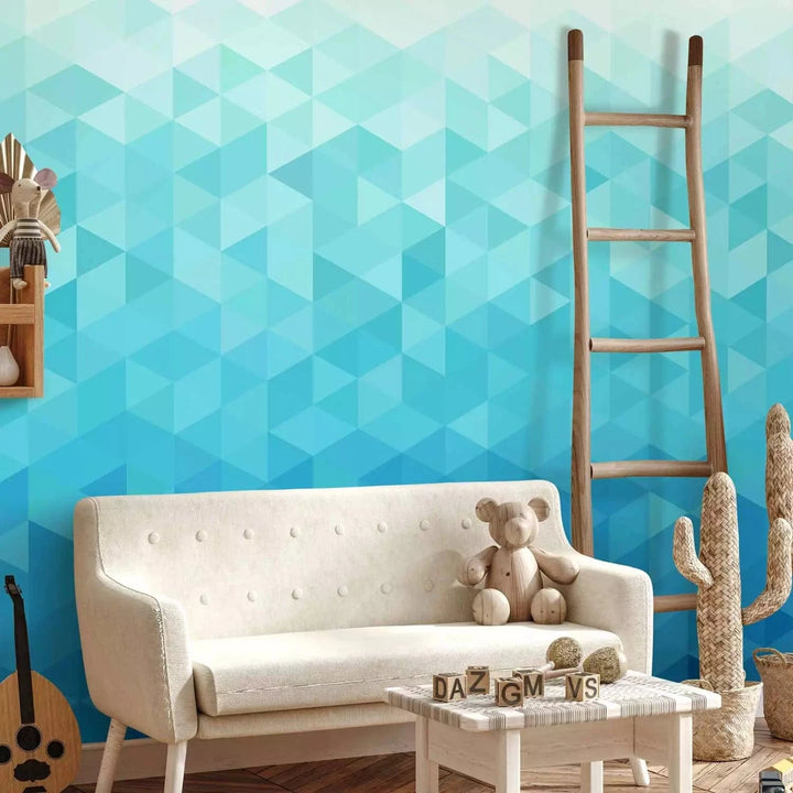 Fototapetes - Azūra pikseļi - fons ar ģeometrisko trīsstūru formu, 60787 Tapetenshop.lv