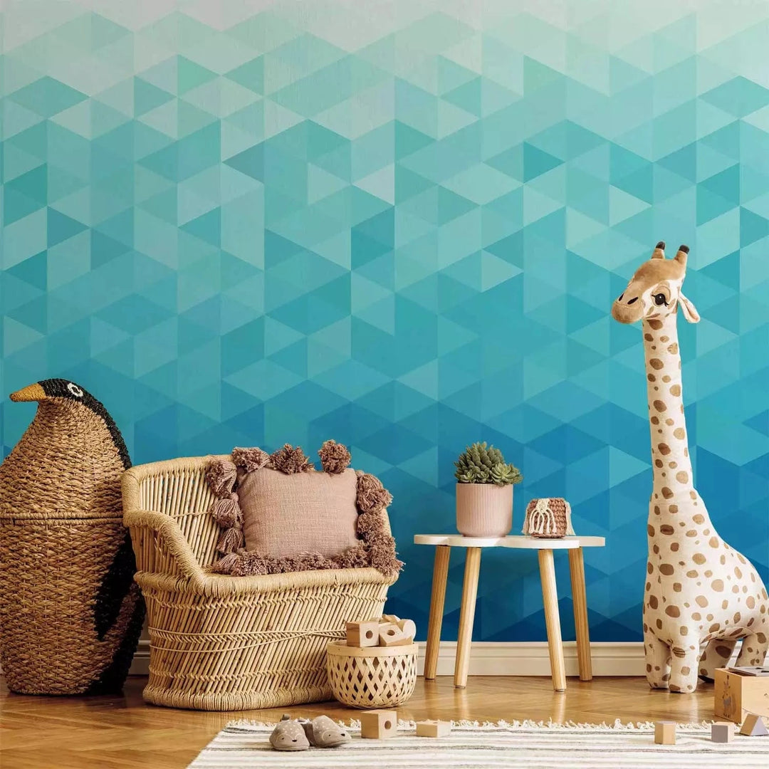 Fototapetes - Azūra pikseļi - fons ar ģeometrisko trīsstūru formu, 60787 Tapetenshop.lv