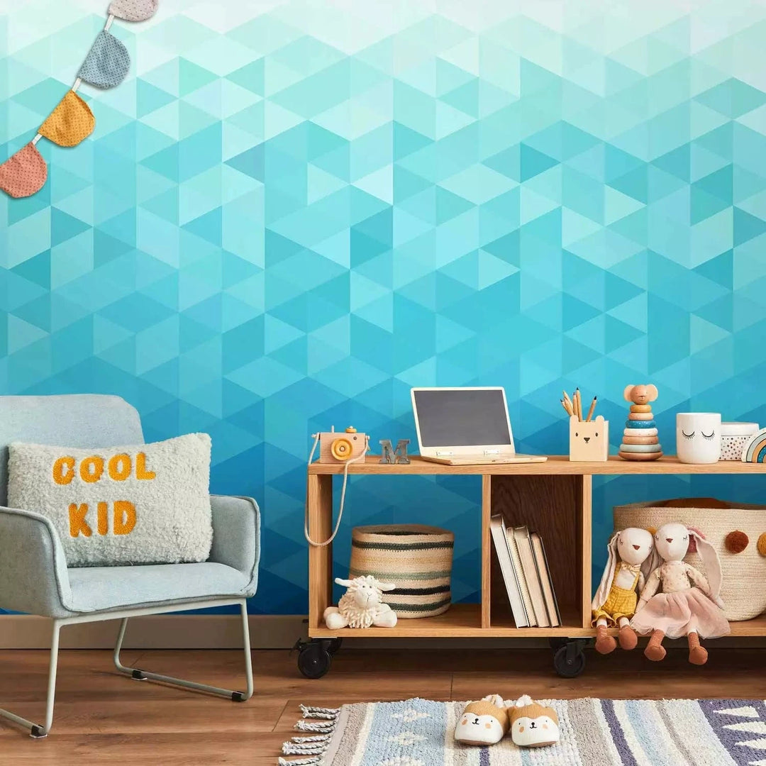 Fototapetes - Azūra pikseļi - fons ar ģeometrisko trīsstūru formu, 60787 Tapetenshop.lv