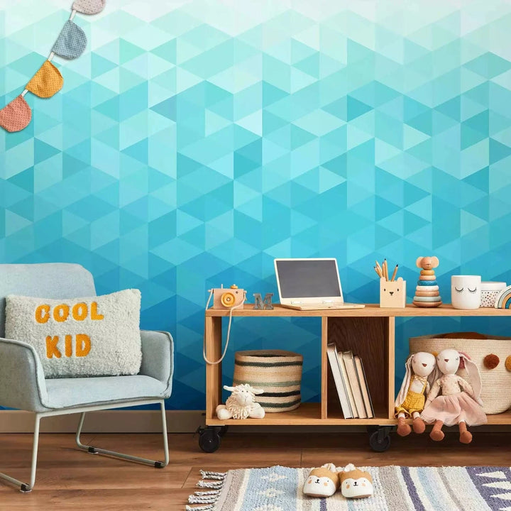 Fototapetes - Azūra pikseļi - fons ar ģeometrisko trīsstūru formu, 60787 Tapetenshop.lv