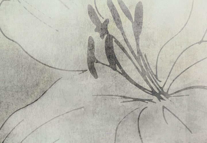 Fototapetes - Baltas lilijas uz pieklusināta zaļa fona - 149249 G-ART