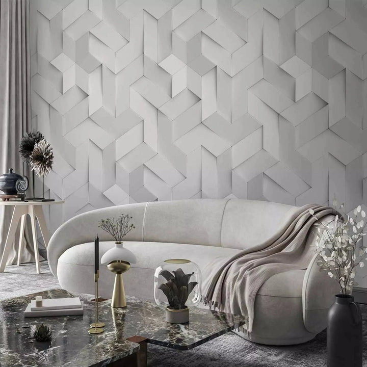 Fototapetes - Balts reljefs ar ģeometrisku motīvu, 142330 Tapetenshop.lv