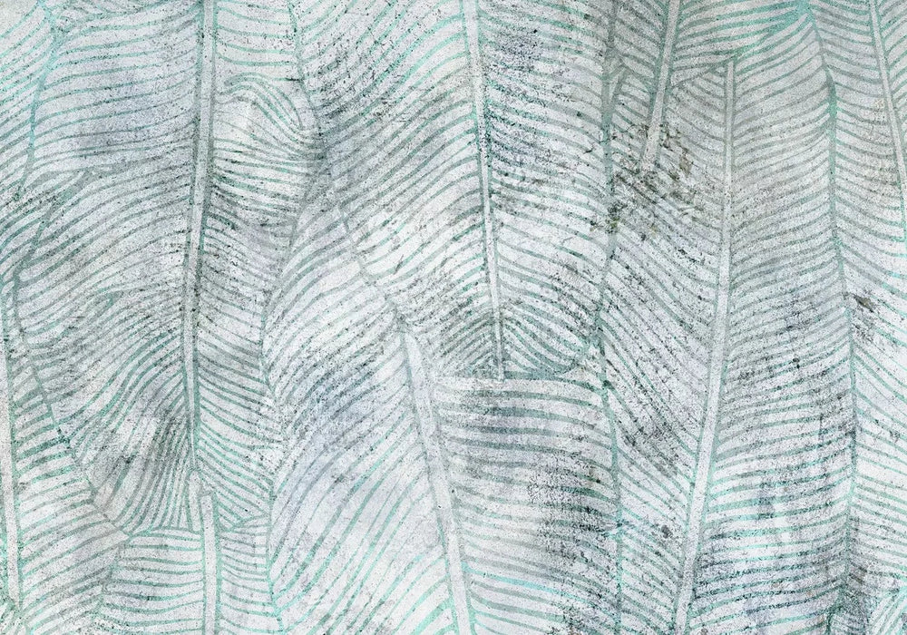 Fototapetes ar lapām - Banānu lapas - zilos / zaļos toņos G-ART