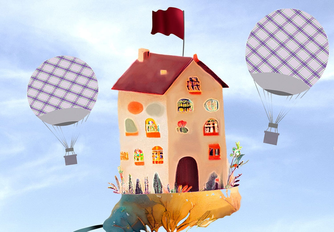 Fototapetes - Bērnu fantāzijas pasaule: mājas un kaķi - 149229 G-ART