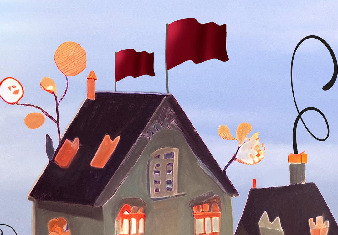 Fototapetes - Bērnu fantāzijas pasaule: mājas un kaķi - 149229 G-ART