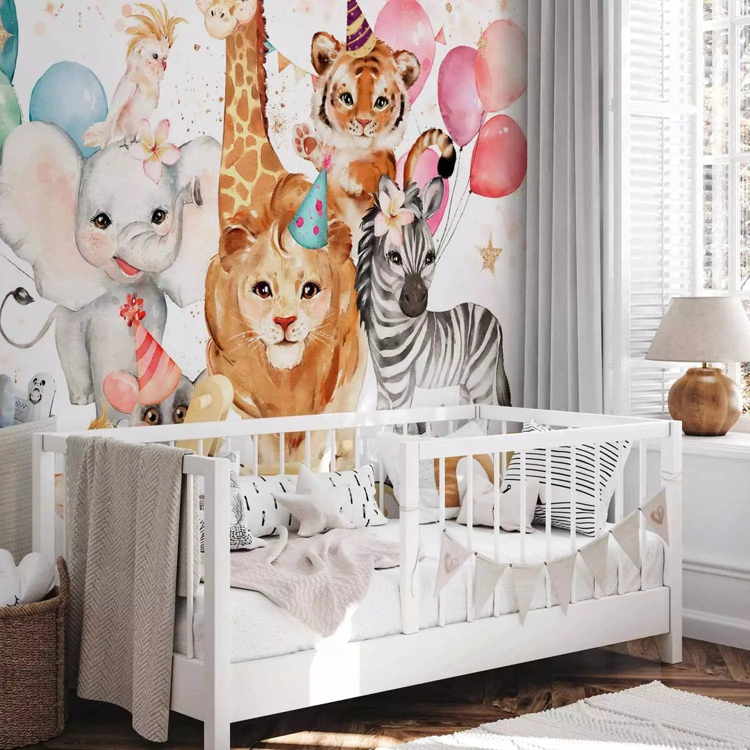 Fototapetes bērnu istabai - Laimīgie dzīvnieki - daudzkrāsainas G-ART