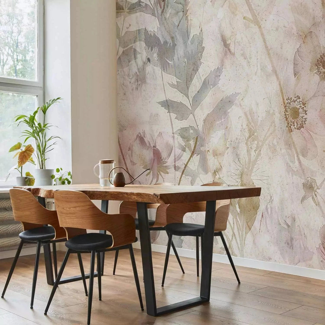 Fototapetes - Rīts mežā – miglains mežs pasteļtoņos - viesistabai G-ART