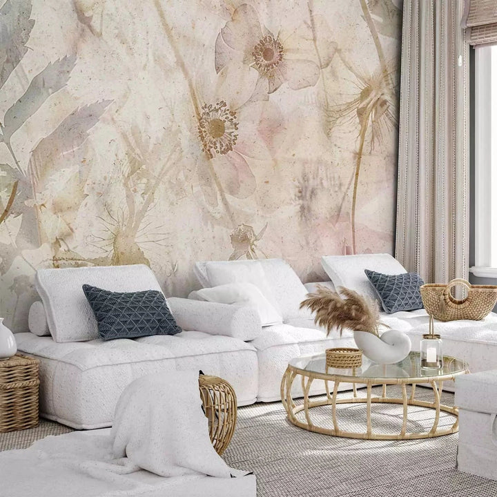 Fototapetes - Rīts mežā – miglains mežs pasteļtoņos - viesistabai G-ART